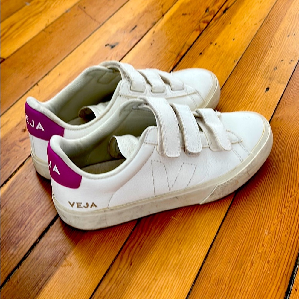 Veja White and Purple Sneakers